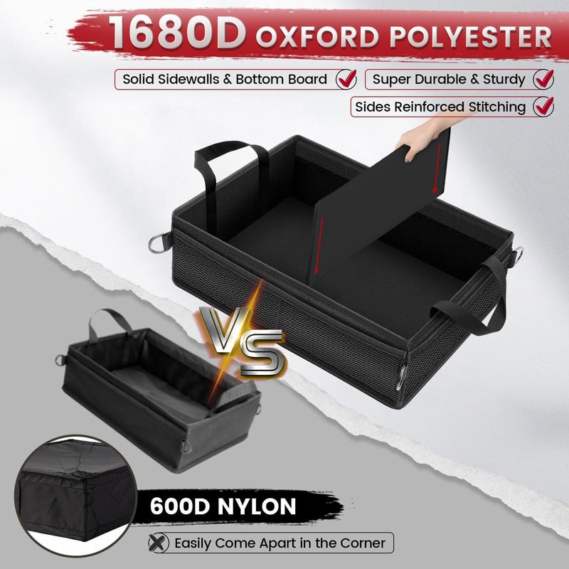 AUTOFIT Under Seat Truck Organizer Storage Box with Removable Divider & 4 Storage Mesh Bag,Collapsible Trunk Organizer for Car, SUV, Truck, or Van(Full Size Trucks) - Image 2